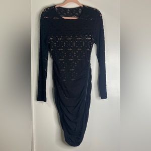 Bcbgmaxazria black and nude lace dress size small